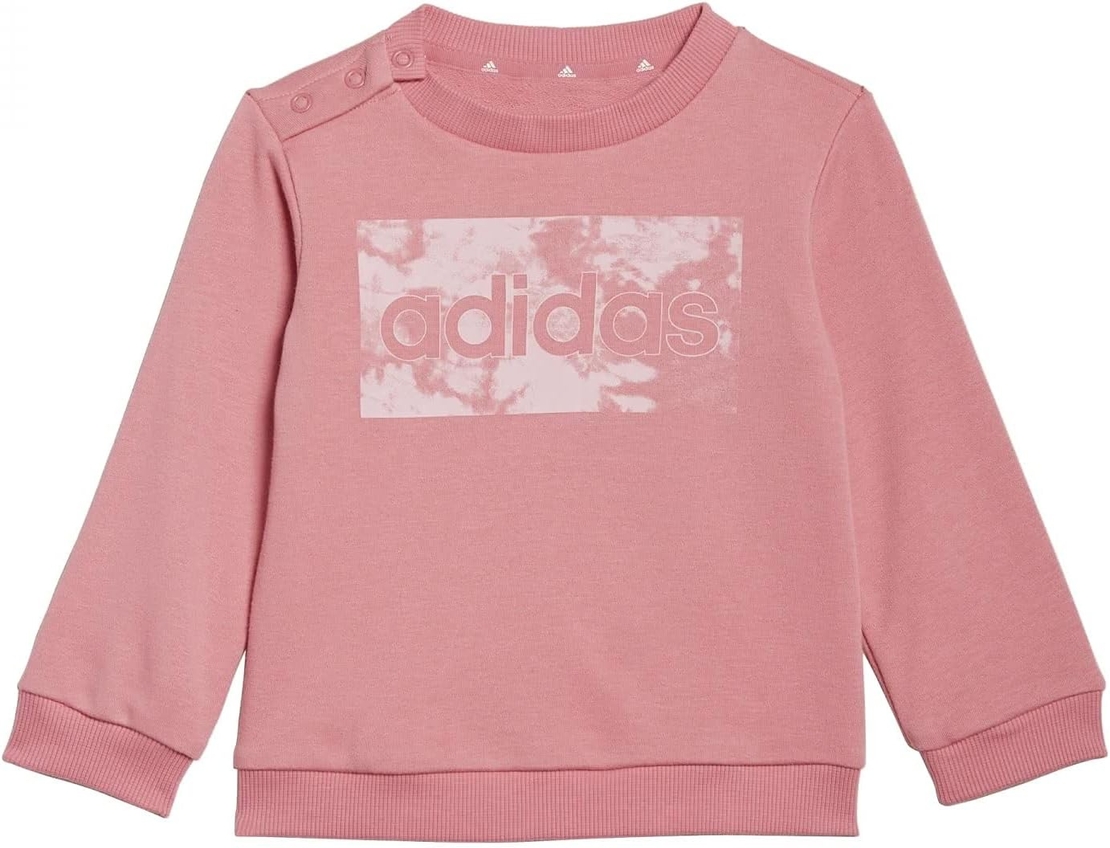 ADIDAS -חליפת לייף סטייל יוניסקס של אדידס לין פרנץ' טרי לתינוקות בגוון ורוד/ורוד שקוף