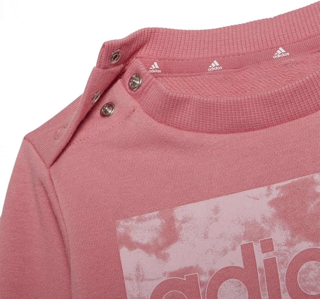 ADIDAS -חליפת לייף סטייל יוניסקס של אדידס לין פרנץ' טרי לתינוקות בגוון ורוד/ורוד שקוף