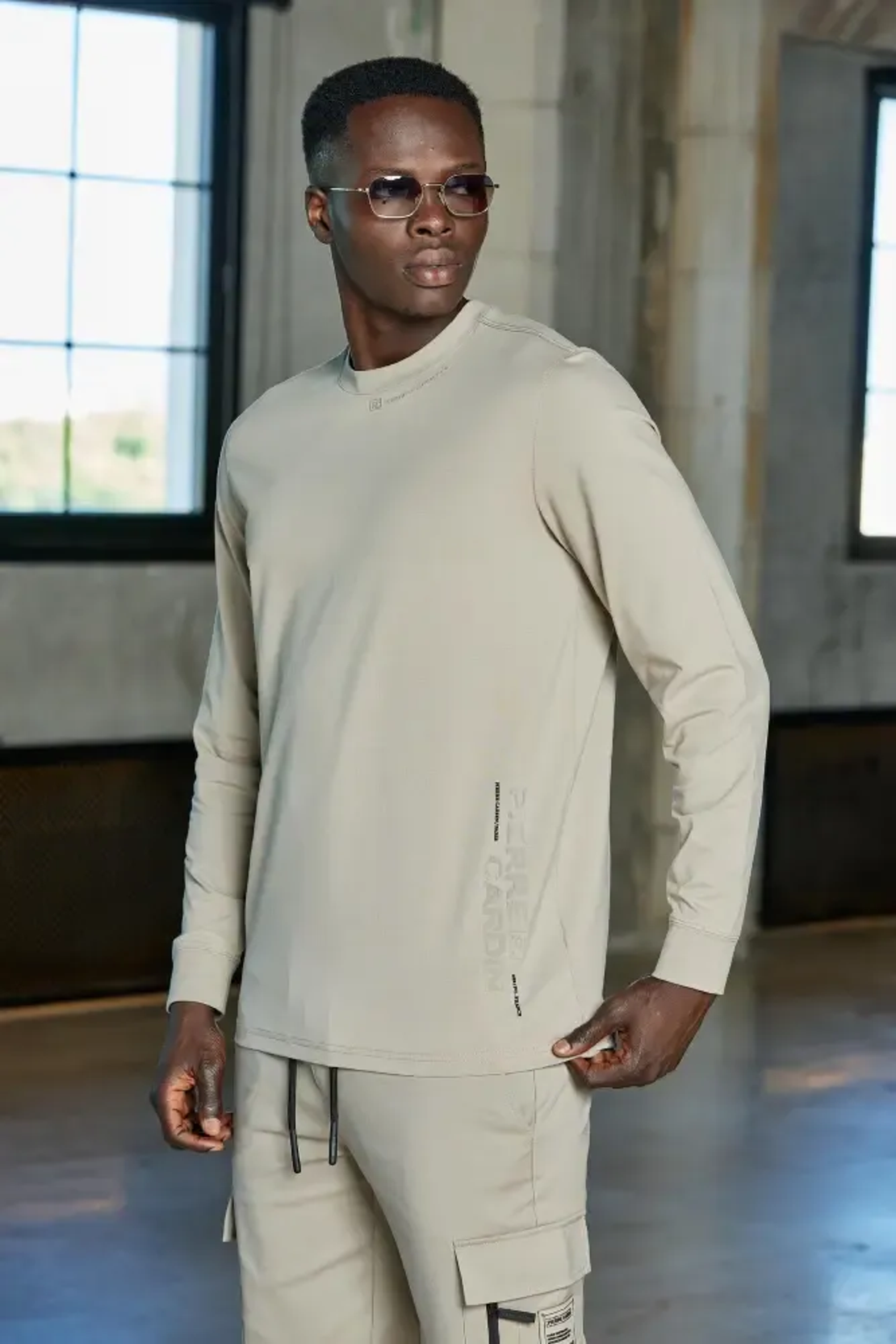 PIERRE CARDIN - חולצת גבר בצבע בז'