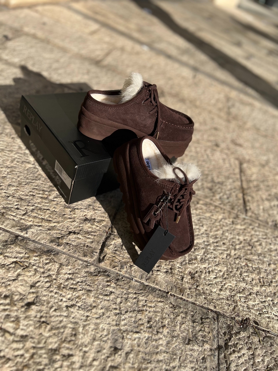 REPLAY - כפכפי פלטפורמה FLORA ONE בצבע חום לנשים