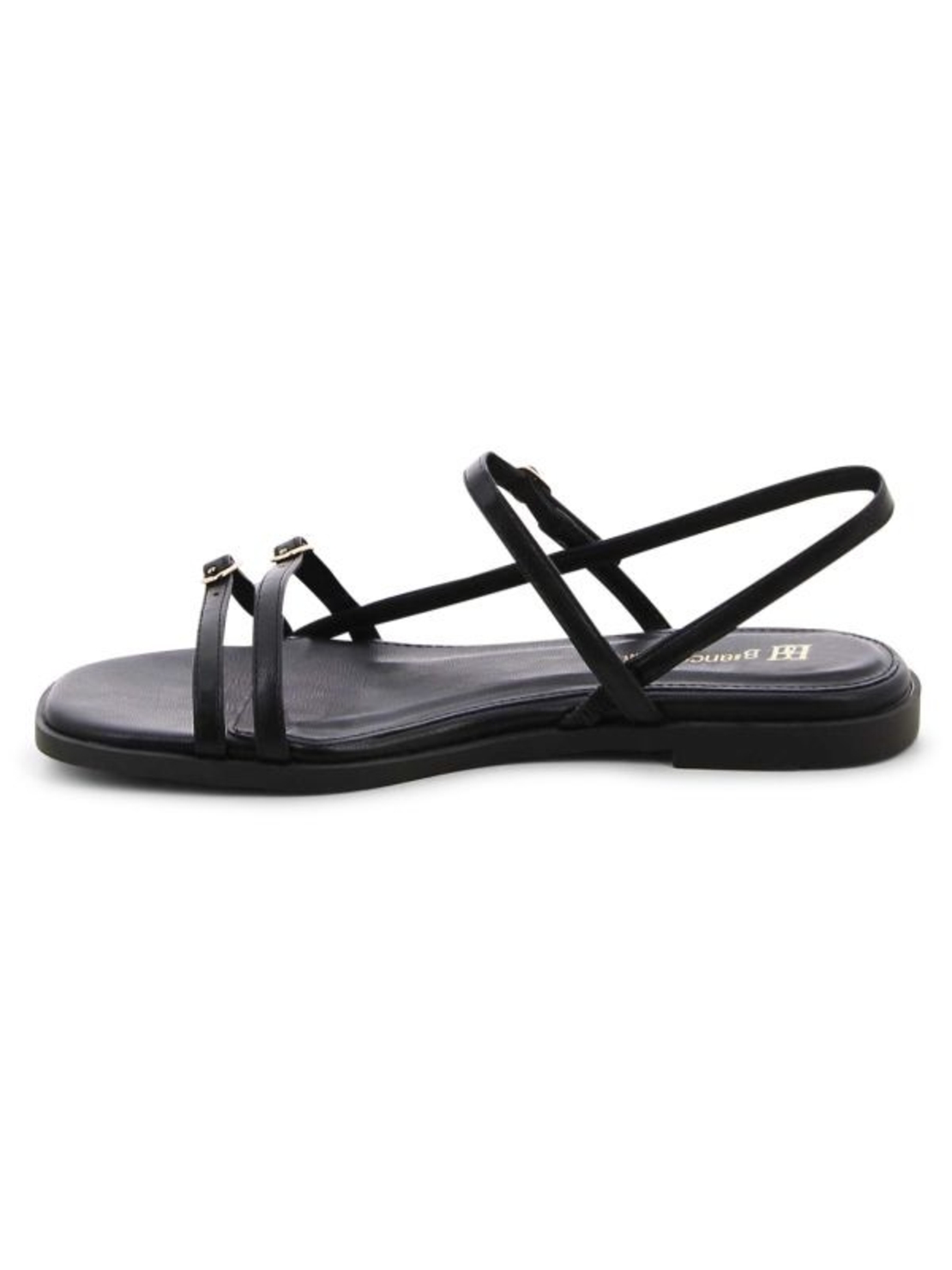 BIANCA BALLTI - סנדלים שטוחים עם רצועות לנשים בצבע שחור