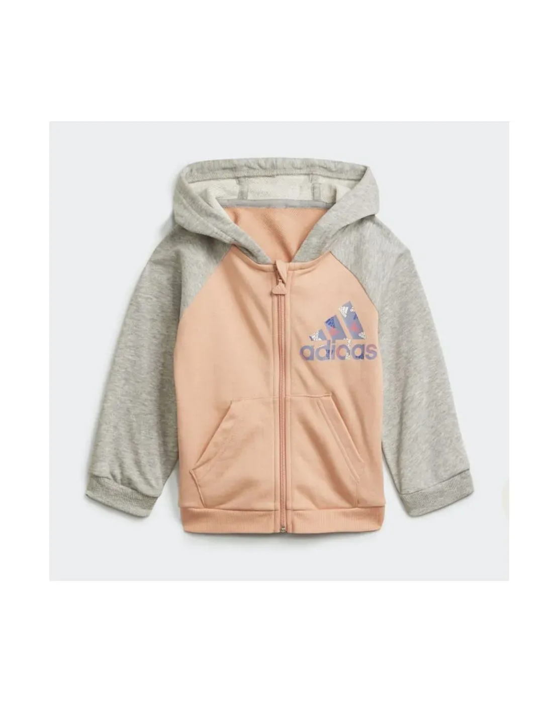 ADIDAS -  סט טרנינג שלם של אדידס לילדות באגי אוף ספורט אפור/ורוד