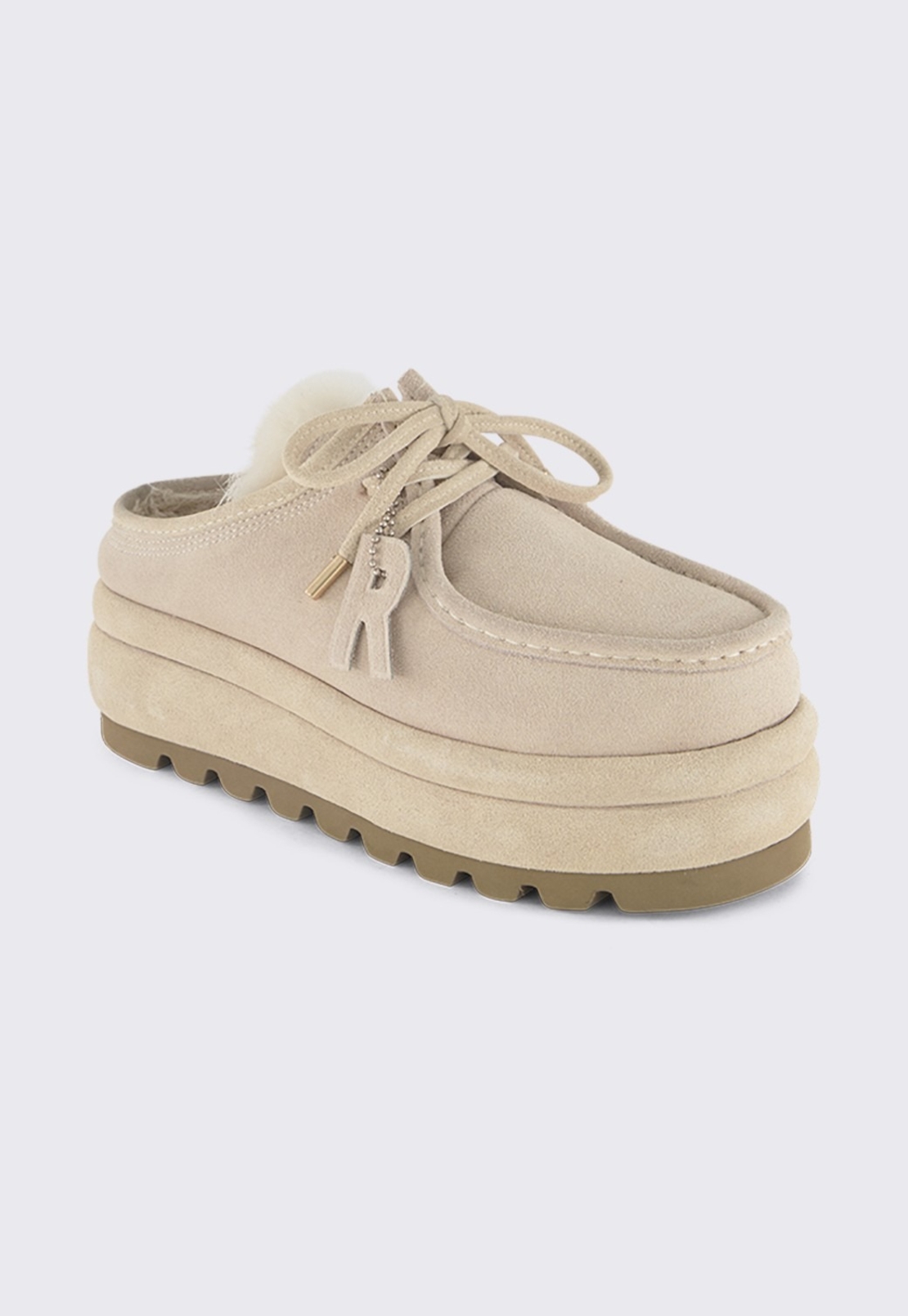 REPLAY - כפכף פרווה פלטפורמה בצבע ב