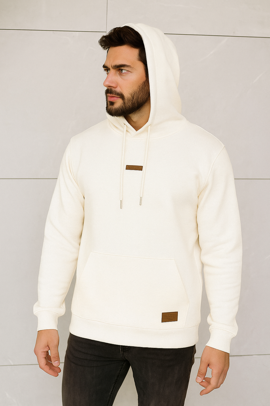 PIERRE CARDIN -קפוצ'ון עם לוגו OFF WHITE