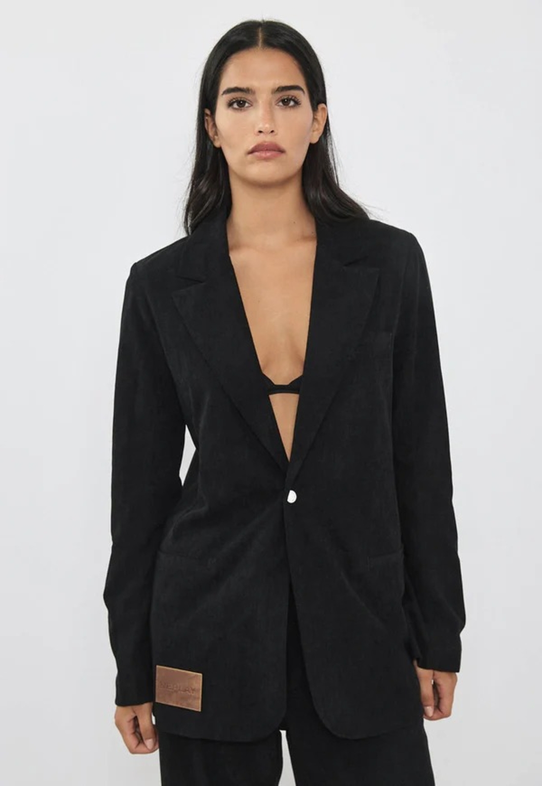 REPLAY - ז'קט בלייזר קורדרוי לנשים בצבע שחור