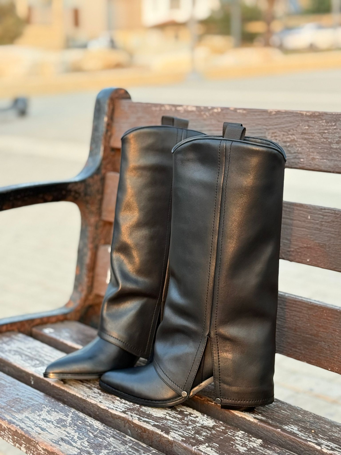 NINE WEST - מגפי בוקרים אלגנטיים בצבע שחור