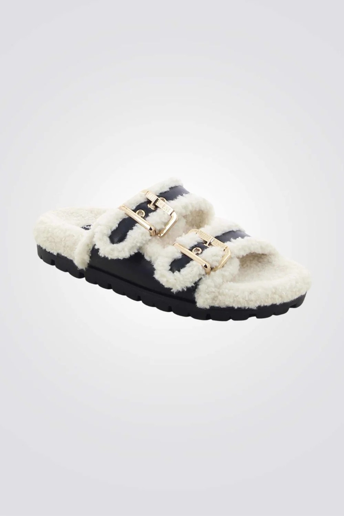 NINE WEST - כפכפי דמוי פרווה לנשים שחור