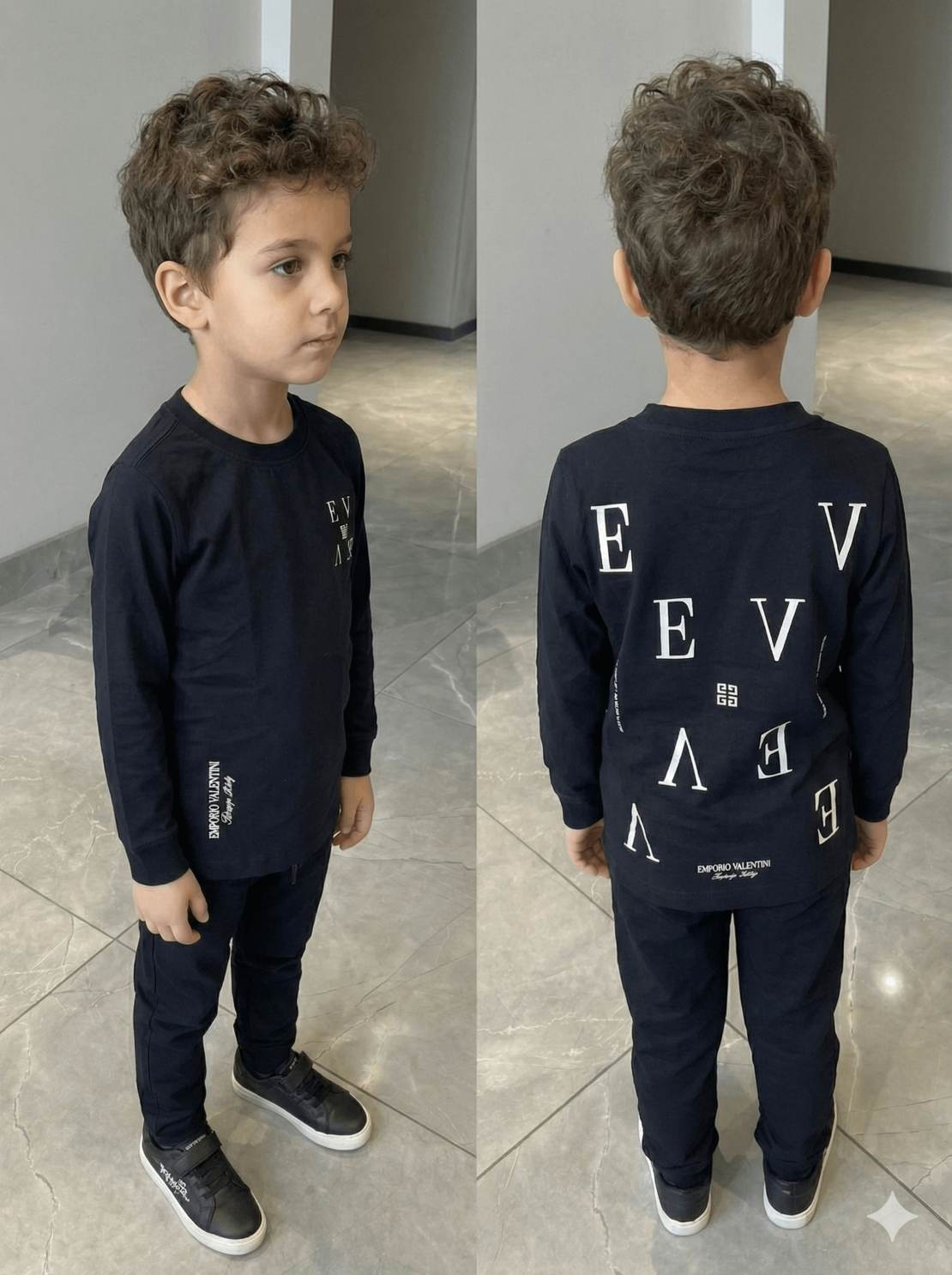 חולצת בנים שרוול ארוך בצבע שחור - EMPORIO VALENTINI