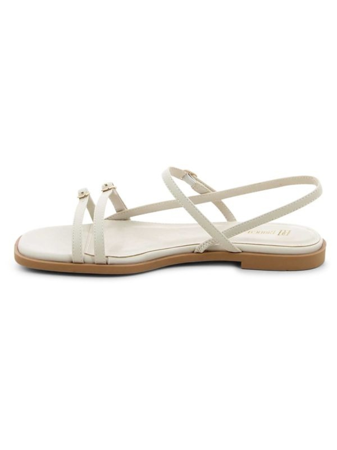 BIANCA BALLTI - סנדלים שטוחים עם רצועות לנשים בצבע לבן