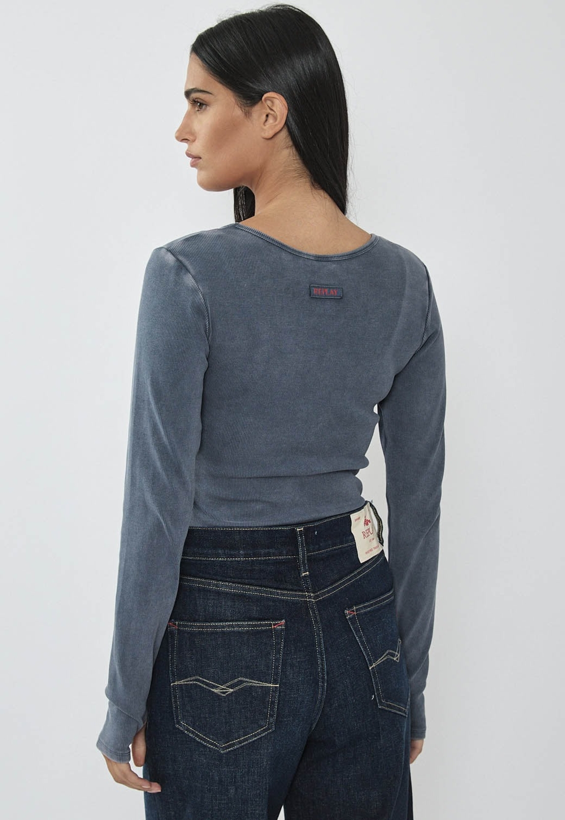 REPLAY - בודיסוט לנשים בצבע אינדיגו עם חיתוך טיפה ומפתח עגול