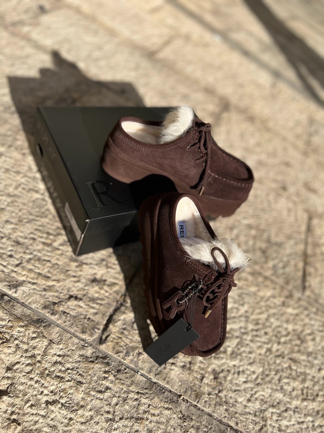 REPLAY - כפכפי פלטפורמה FLORA ONE בצבע חום לנשים