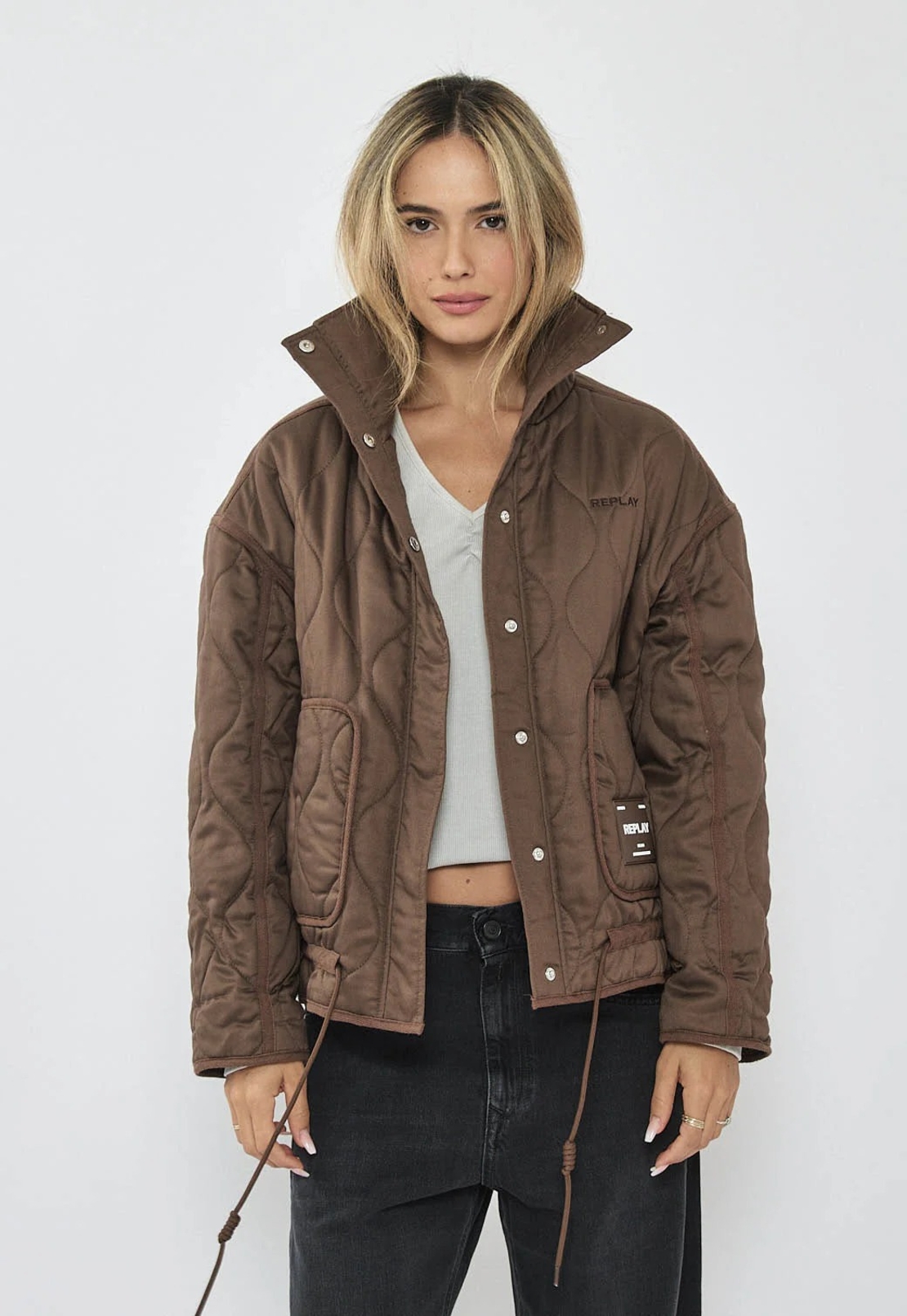 REPLAY - מעיל לנשים בצבע חום