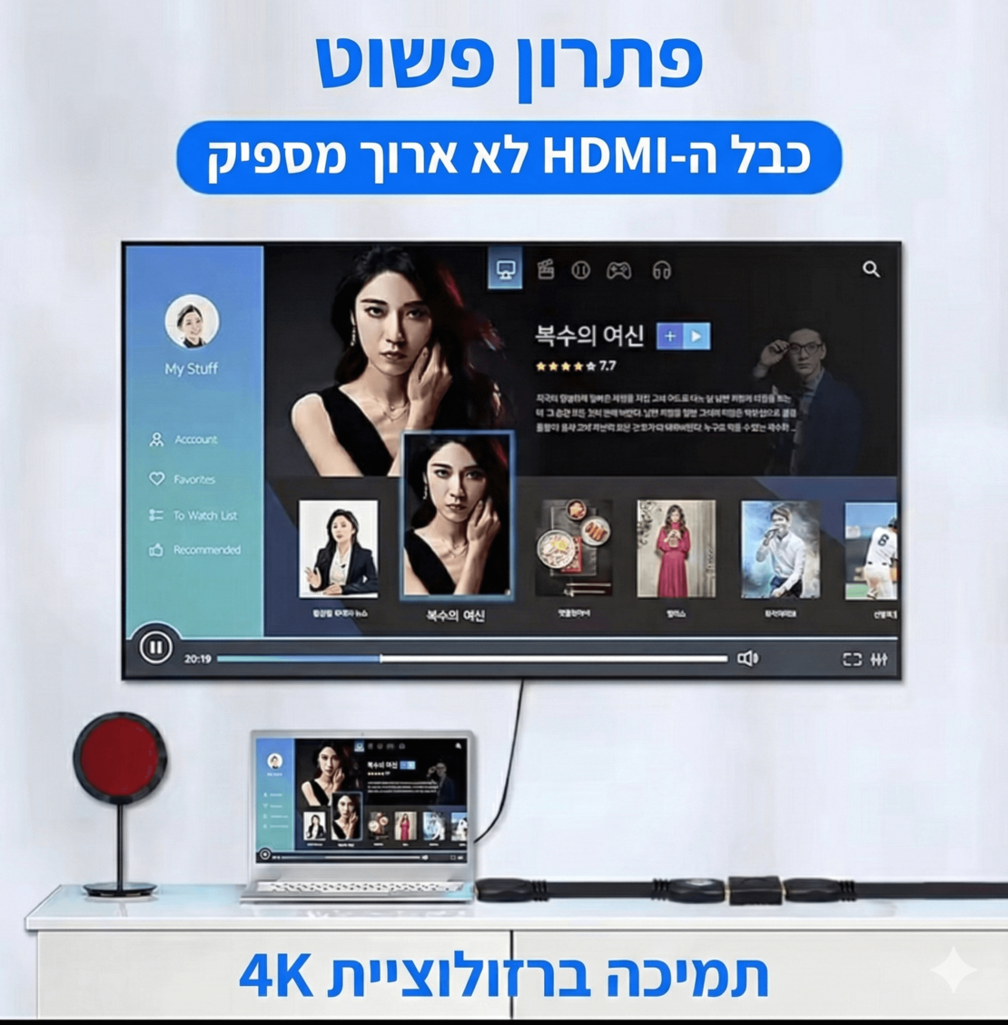 ממיר HDMI נקבה לנקבה – תומך 4K