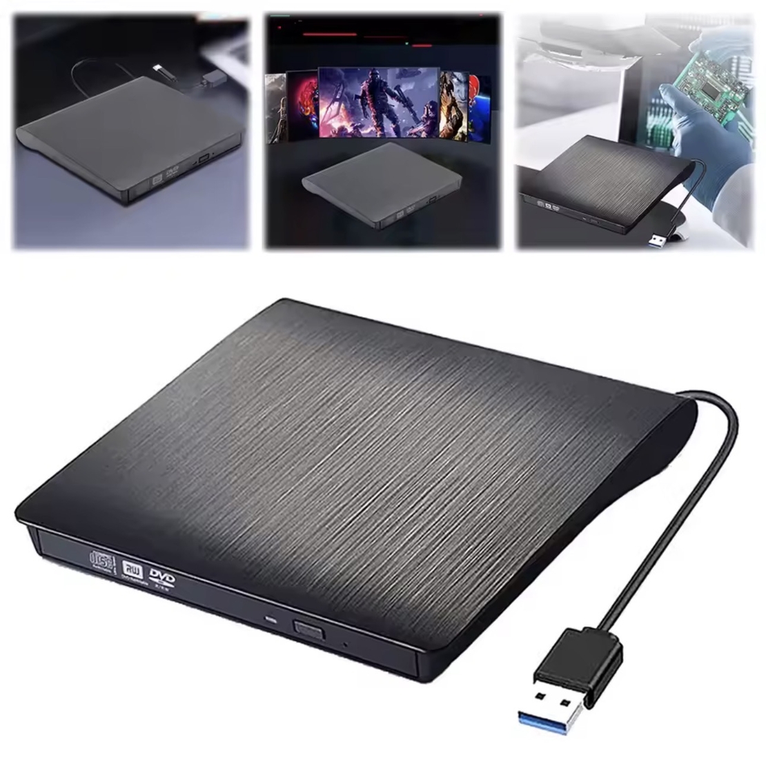 כונן  דיסקים חיצוני USB 3.0 Type-C – מתאים ל-DVD / CD למחשב נייד ונייח