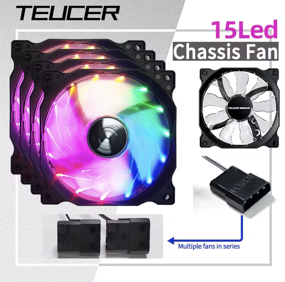 מאוורר מארז למחשב Teucer 120mm תאורת RGB חיבור 4Pin