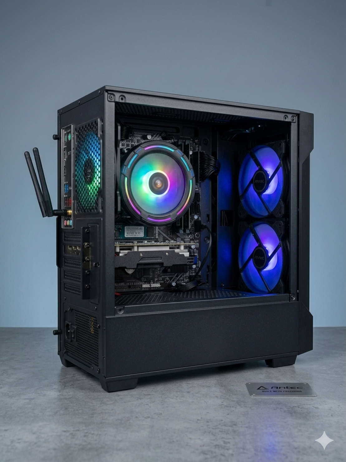 מחשב גיימינג חדש Antec Intel Core i5-10500 | זיכרון 16GB | כונן 512GB NVMe | כרטיס מסך 4GB | כולל Win 11, אופיס ו-Wi-Fi  מובנה במחשב