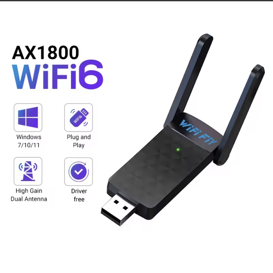 מתאם רשת אלחוטי USB בטכנולוגיית Wi-Fi 6 (802.11ax)