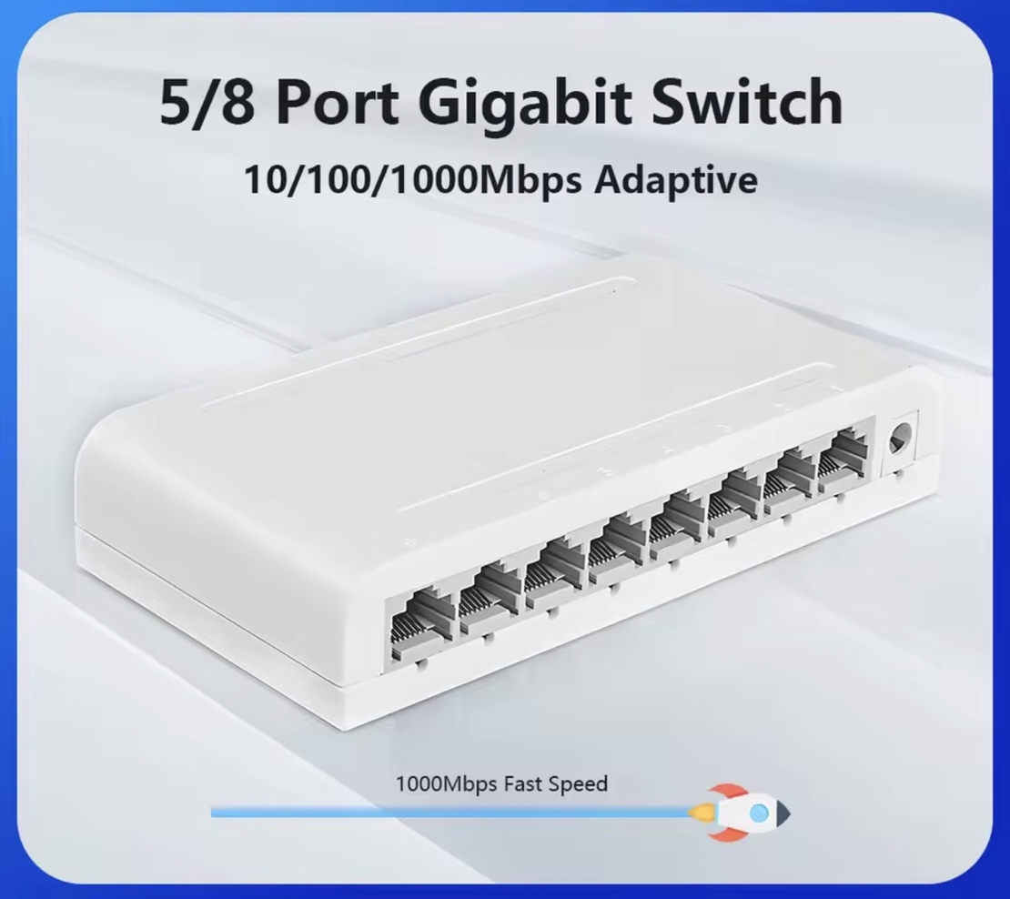 מתג / מפצל רשת גיגה־ביט מהיר במיוחד – 5 פורטים