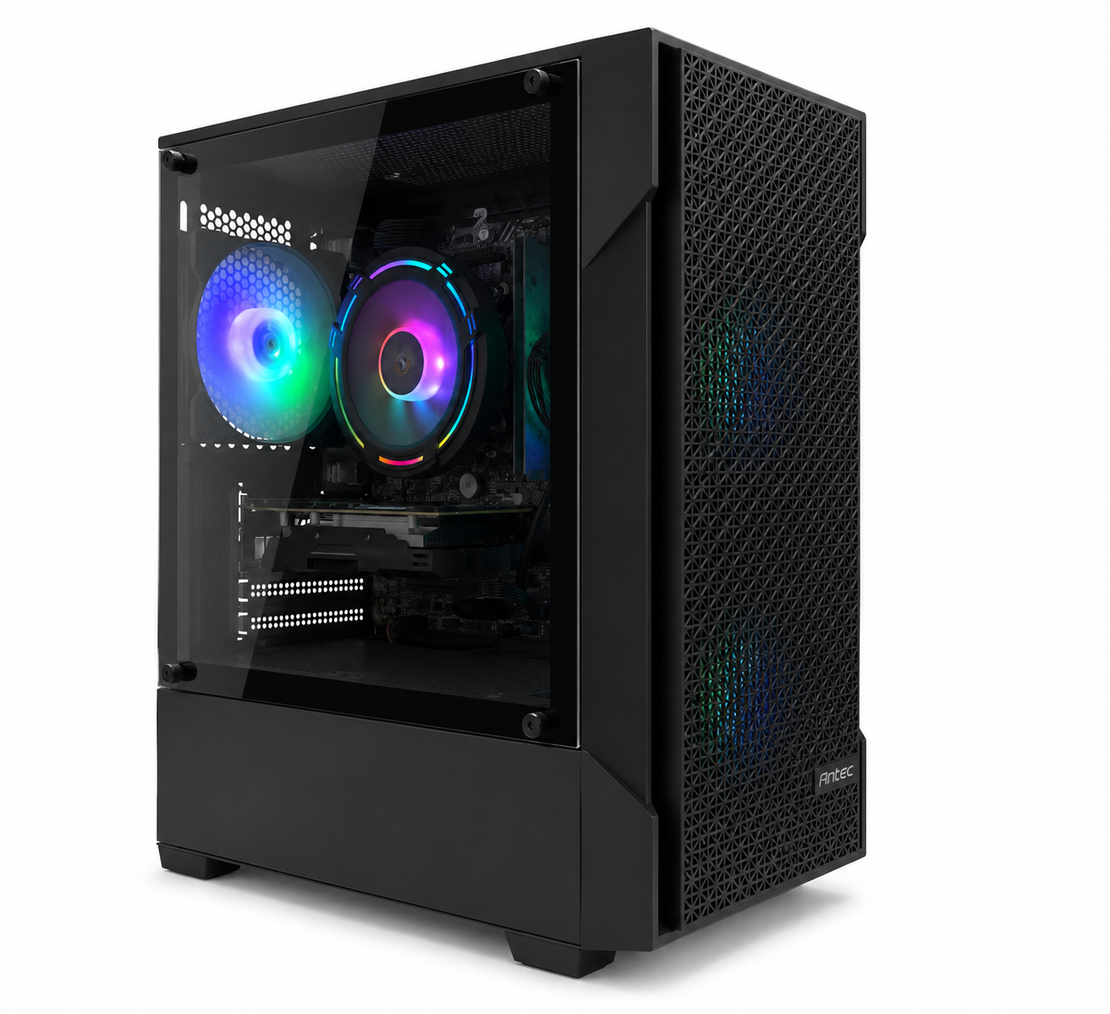 מחשב גיימינג חדש Antec Intel Core i5-10500 | זיכרון 16GB | כונן 512GB NVMe | כרטיס מסך 4GB | כולל Win 11, אופיס ו-Wi-Fi  מובנה במחשב