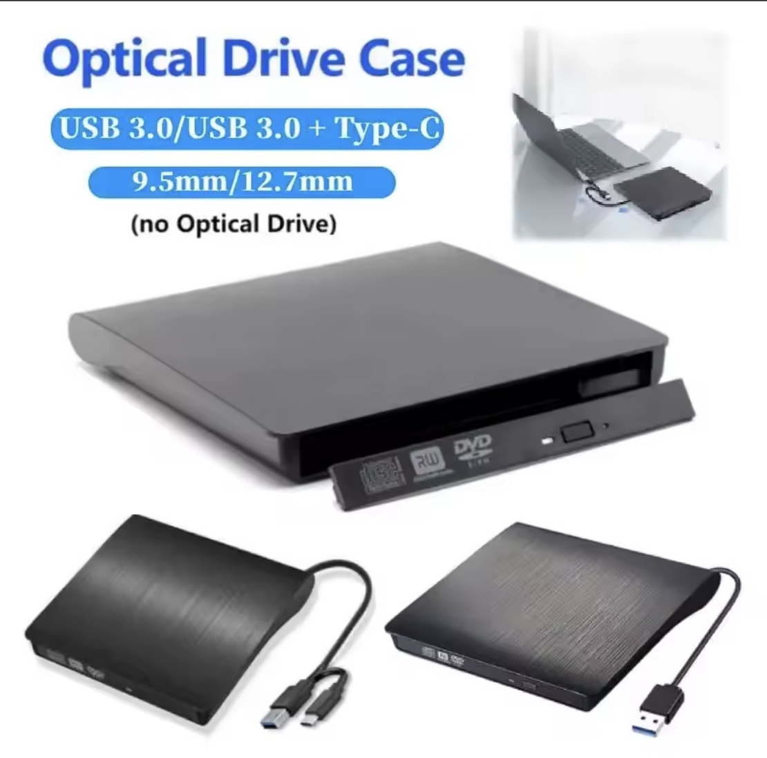 כונן  דיסקים חיצוני USB 3.0 Type-C – מתאים ל-DVD / CD למחשב נייד ונייח