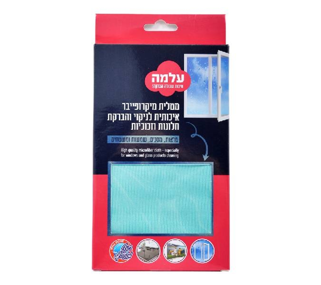 מטלית מיקרופייבר לניקוי והברקת חלונות - עלמה
