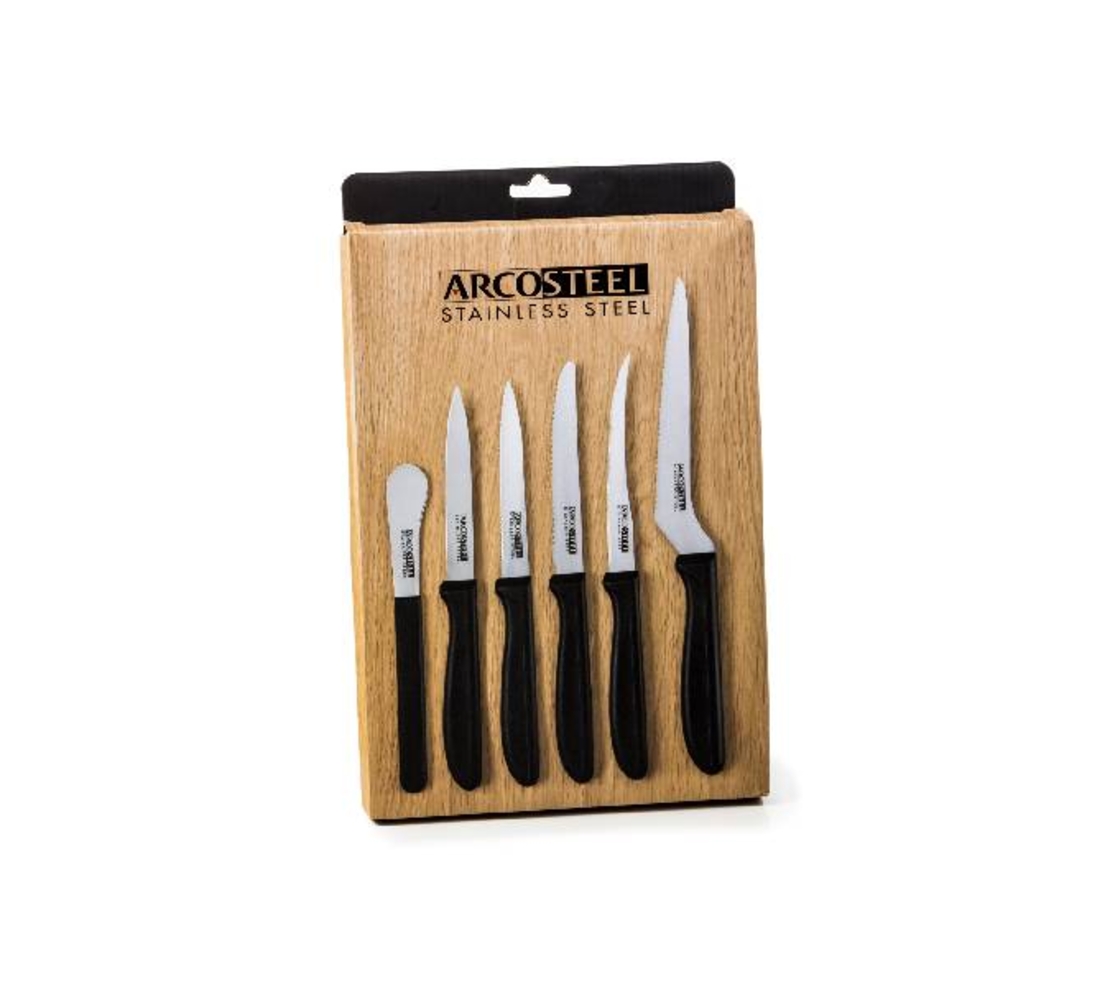 פרו מיקס סט 6 סכיני מטבח שונים ידית שחורה- ARCOSTEEL