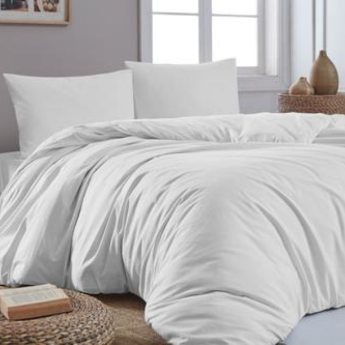 כותנה לבן חלק