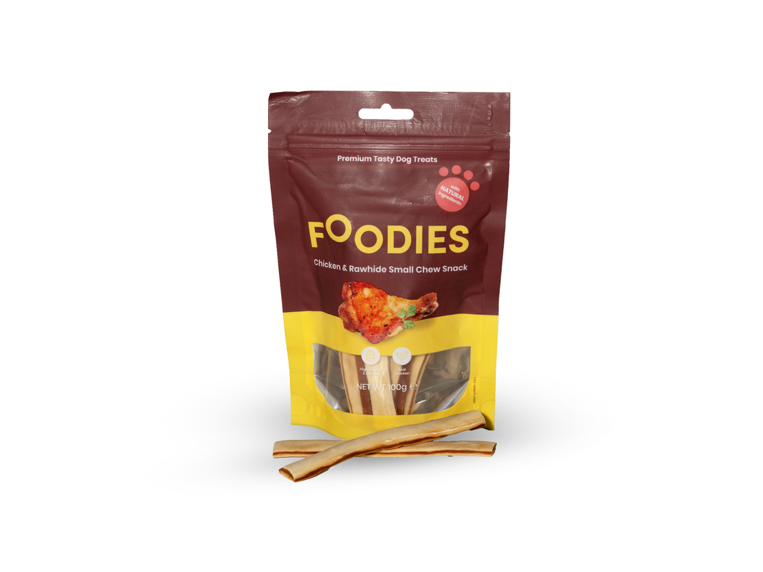 חטיף FOODIES מקלוני לעיסה עוף ועור בקר 100 גרם