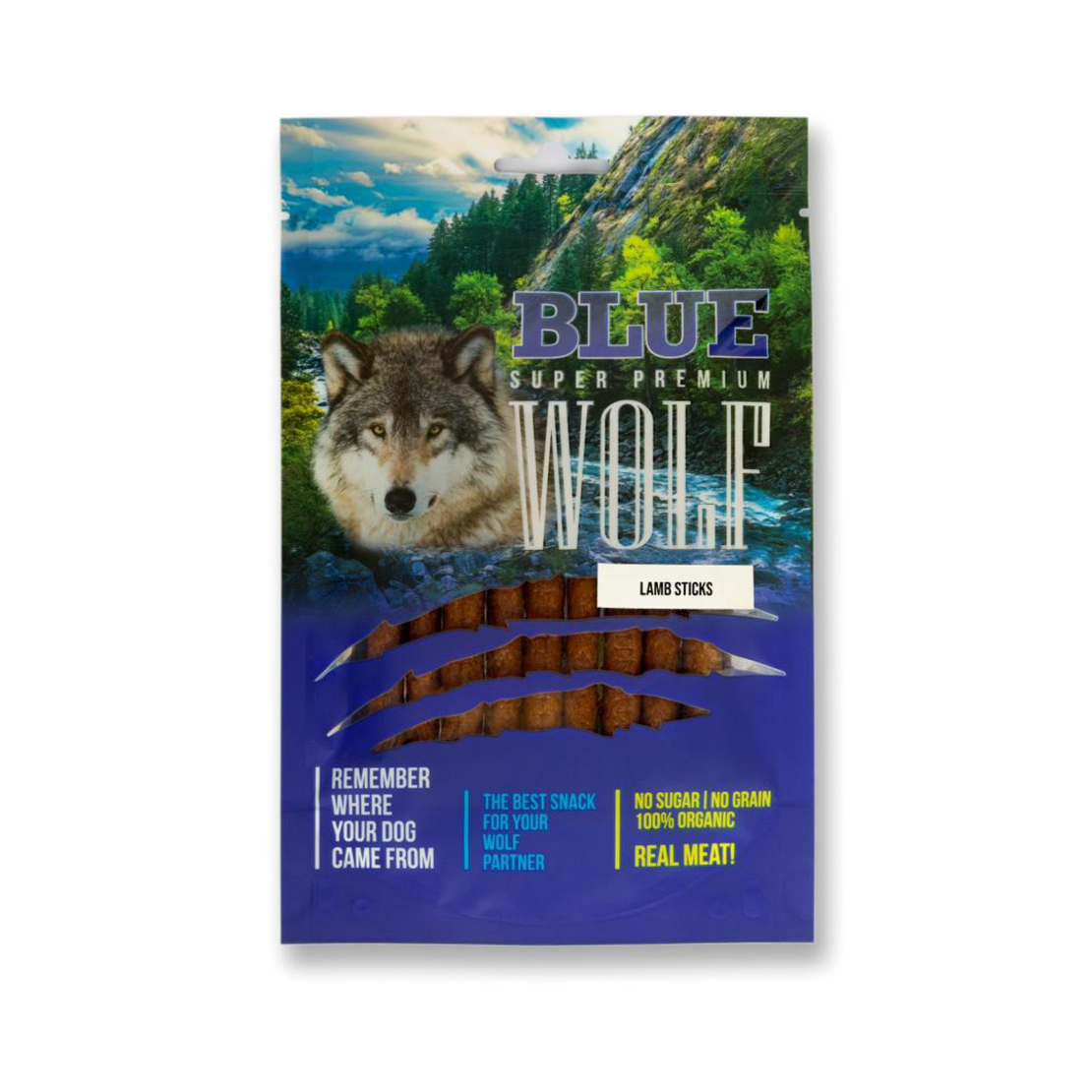 BLUE WOLF חטיף פרימיום לכלב – מקלוני כבש טבולים בשמן זית