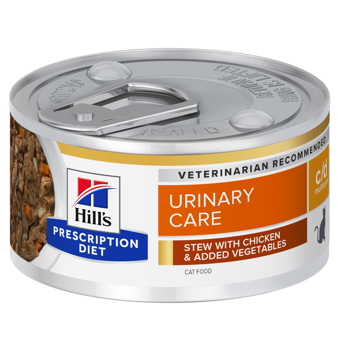 שימורי נזיד c/d | Hill's Prescription Diet מולטיקייר לחתול, 82 גר' (עוף וירקות)
