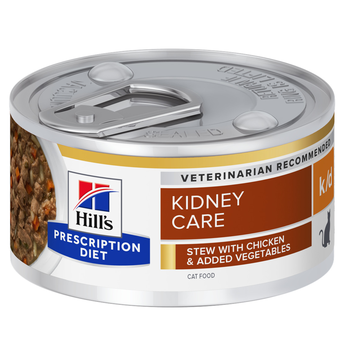 שימורי נזיד k/d | Hill's Prescription Diet קידני קייר לחתול, 82 גר' (עוף וירקות)