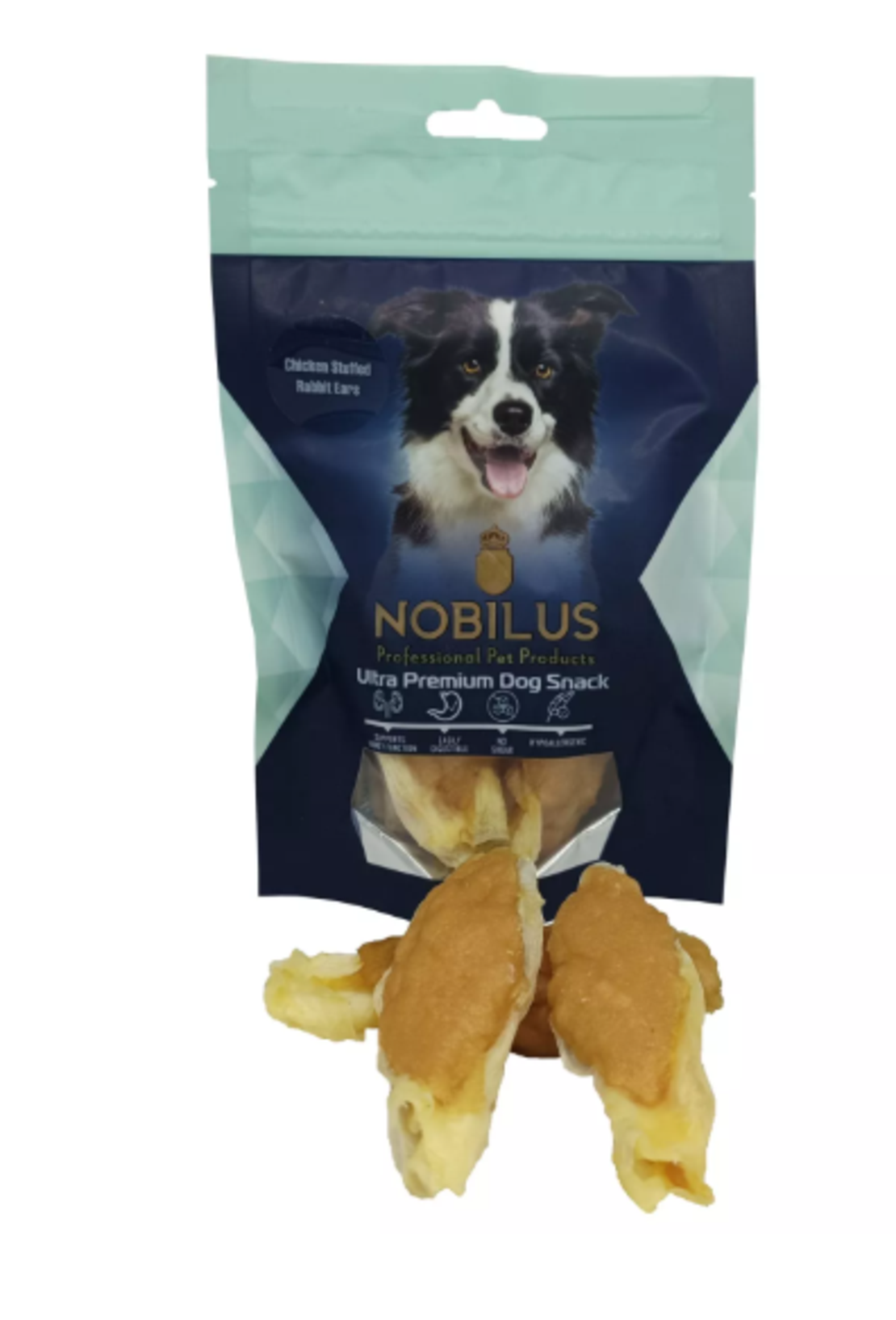 חטיף לכלב – נובילוס עוף ממולא עם אוזני ארנב