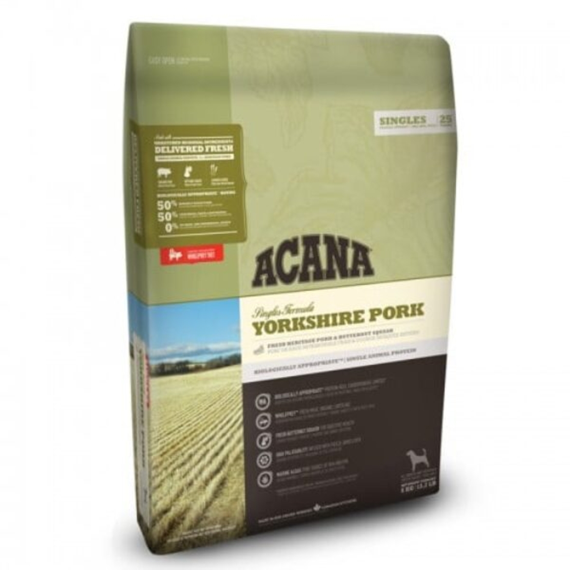אקאנה סינגלס חזיר מזון לכלבים בכל שלבי החיים ACANA -  משקל שק 6 ק
