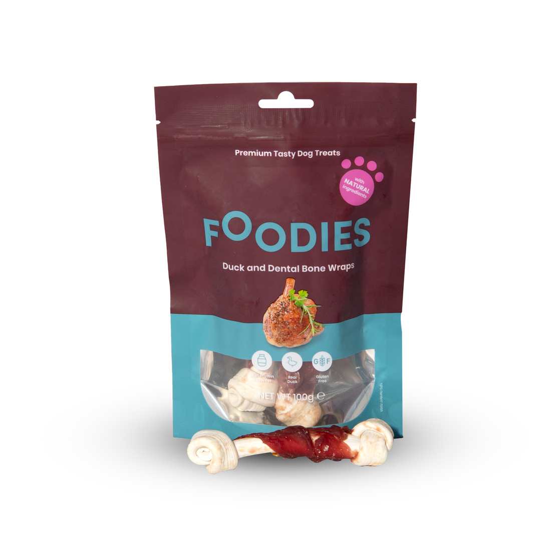 חטיף FOODIES גלילת ברווז עם עצם דנטלית 100 גרם - פודיס