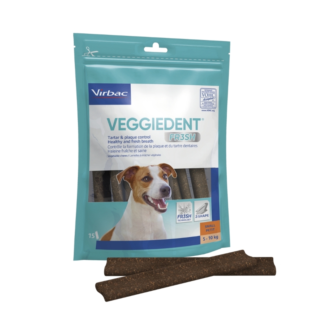 וירבק חטיף ווג'ידנט פרש לעסניות דנטליות 15 יחידות, 228 גרם, גודל Small