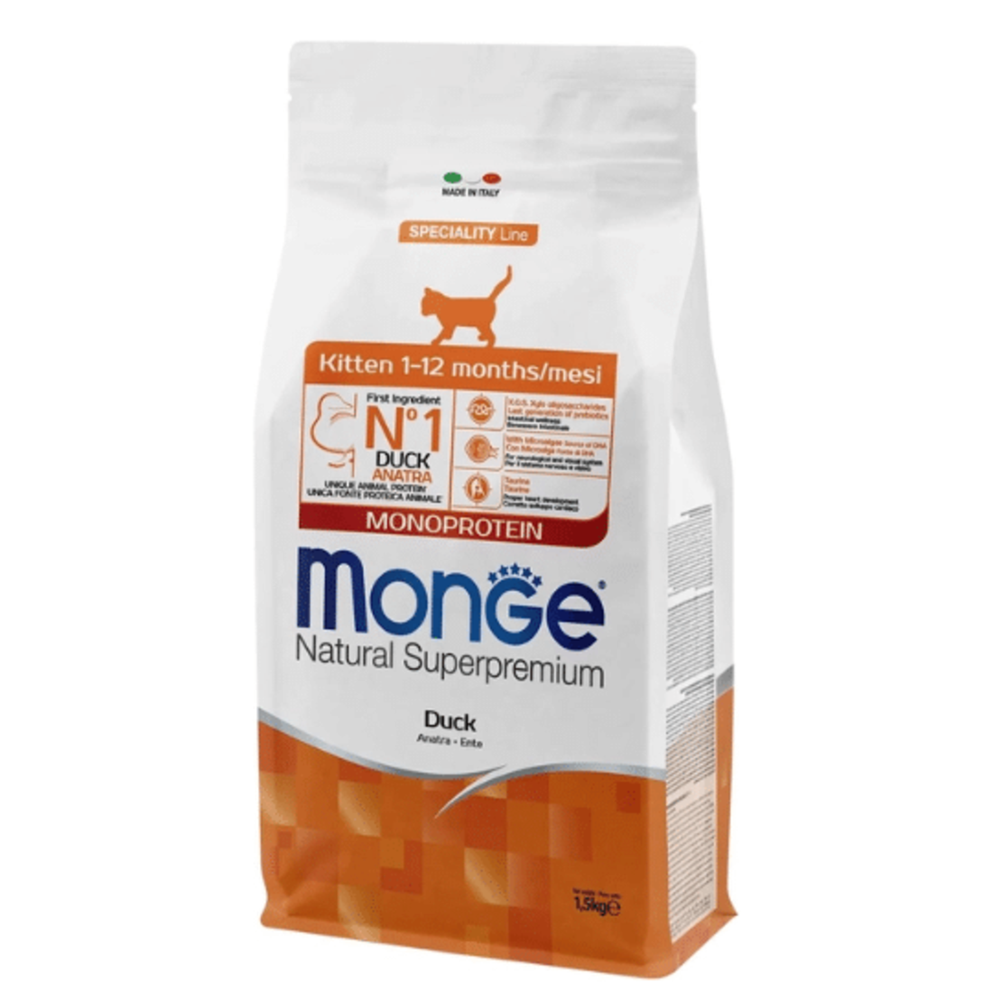 מונג' מזון בטעם ברווז לגורי חתולים 1.5 ק