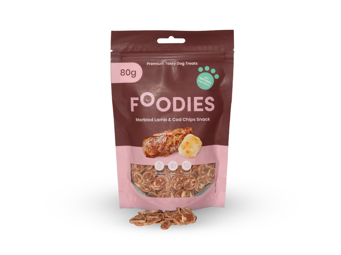 חטיף FOODIES נגיסי כבש ודג קוד 80 גרם - פודיס