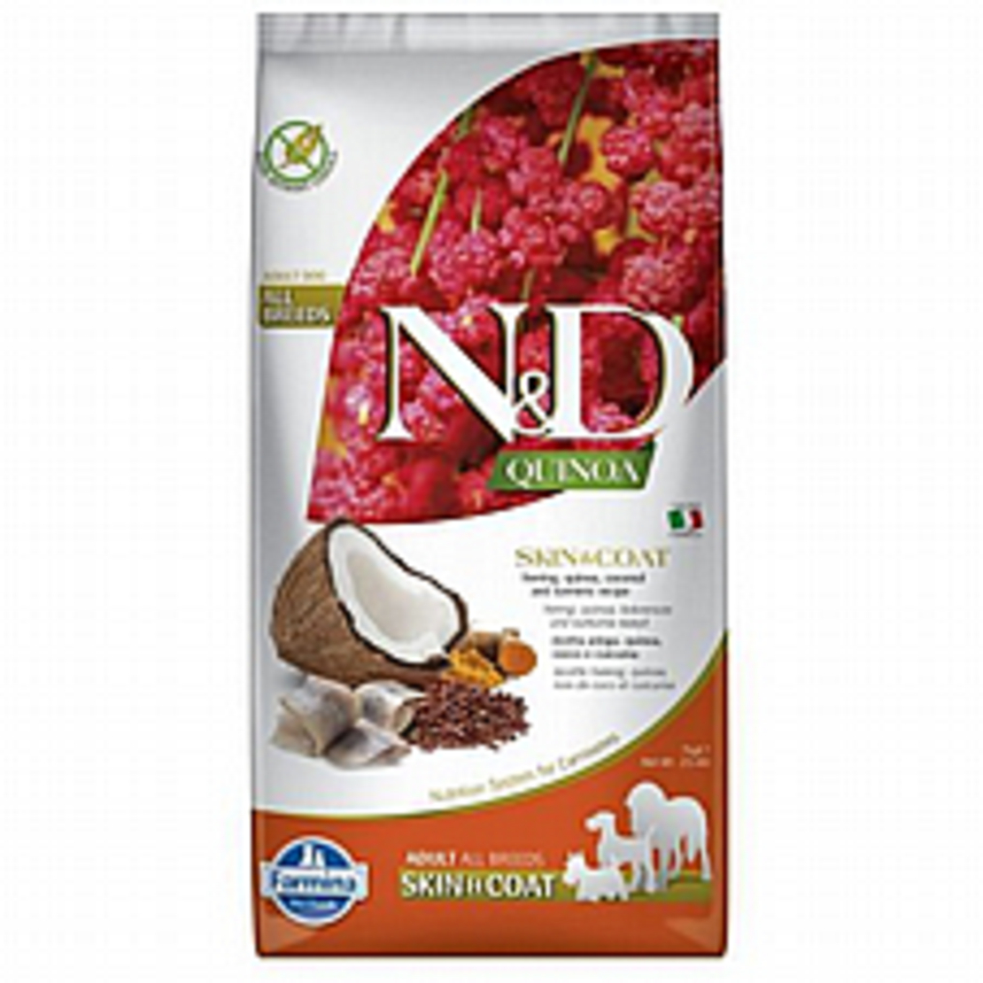 ND קינואה פרווה הרינג כלב 7 קג - מזון יבש ללא דגנים לכלבים בוגרים הרינג וקינואה