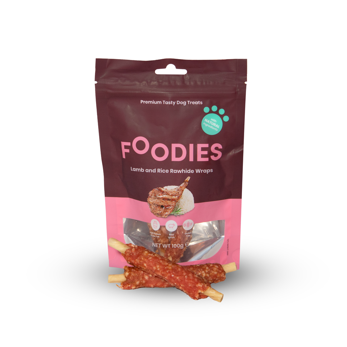 חטיף FOODIES גלילת כבש, אורז ועור בקר, 100 גרם - פודיס