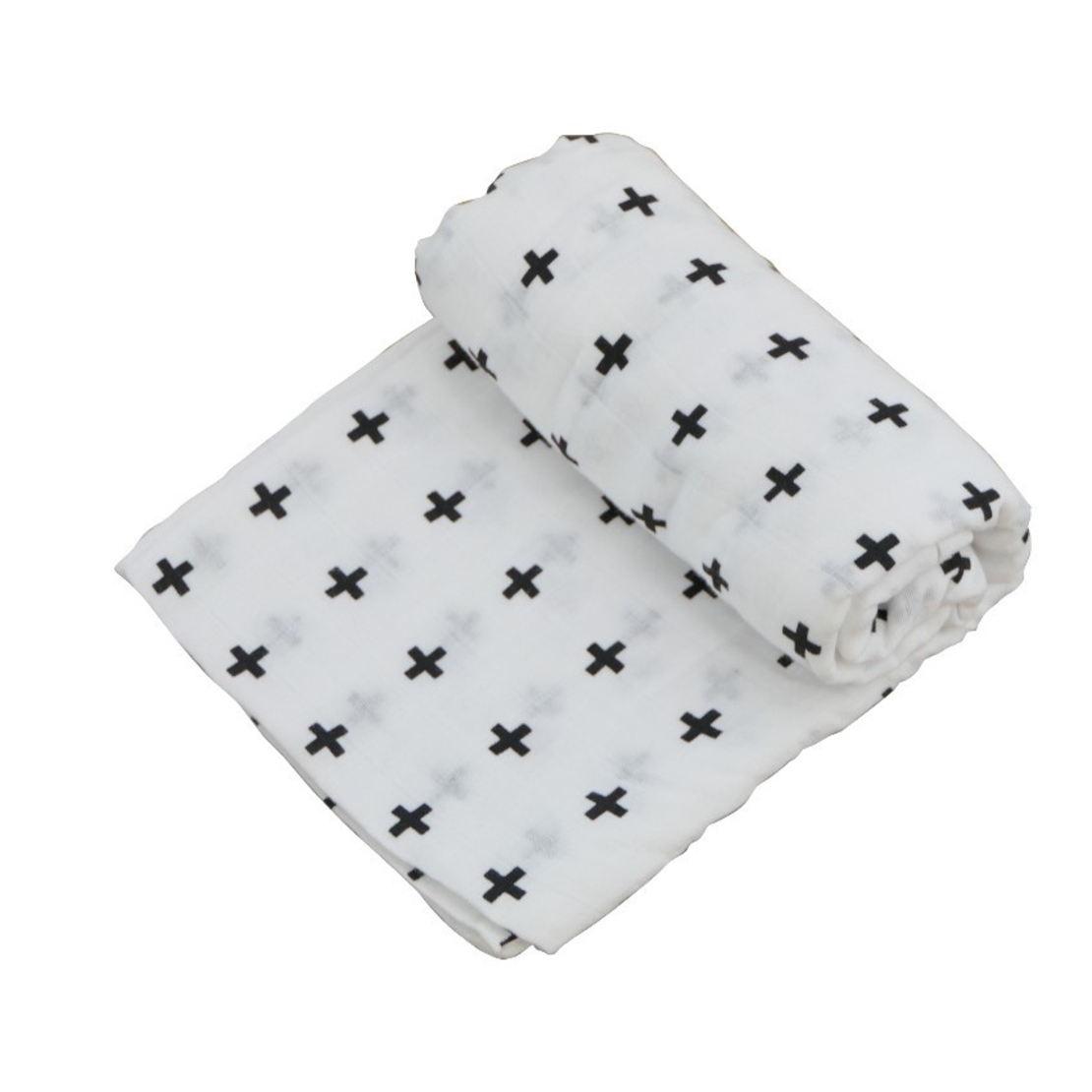 30# - חיבוקי פינוקי לבת : ערכה רכה בסל בד בשחור-לבן, בובה פרוותית רכה מנגנת ונתלית, כירבולית טטרה ושמיכת עגלה