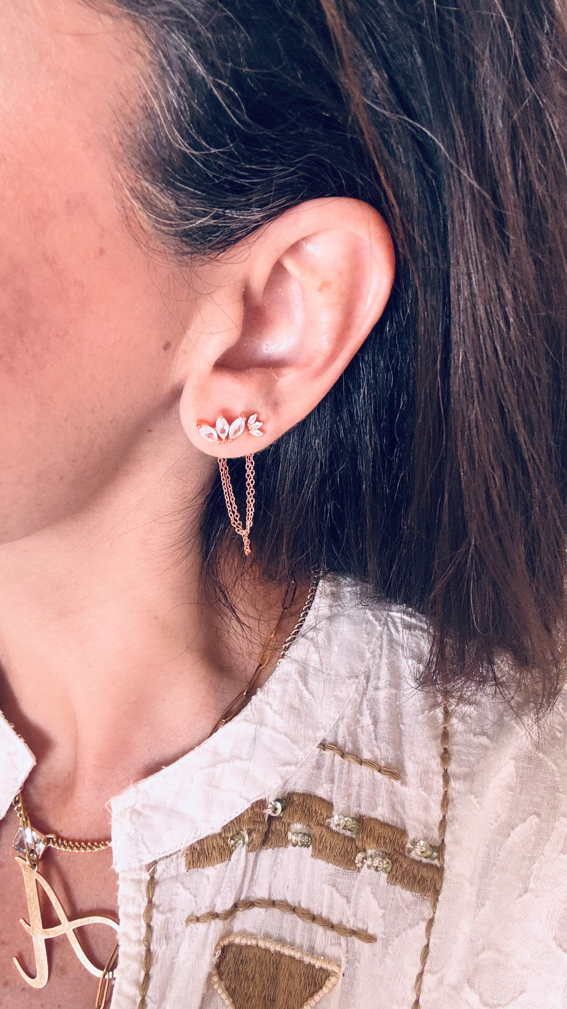 עגיל לוטוס כפול