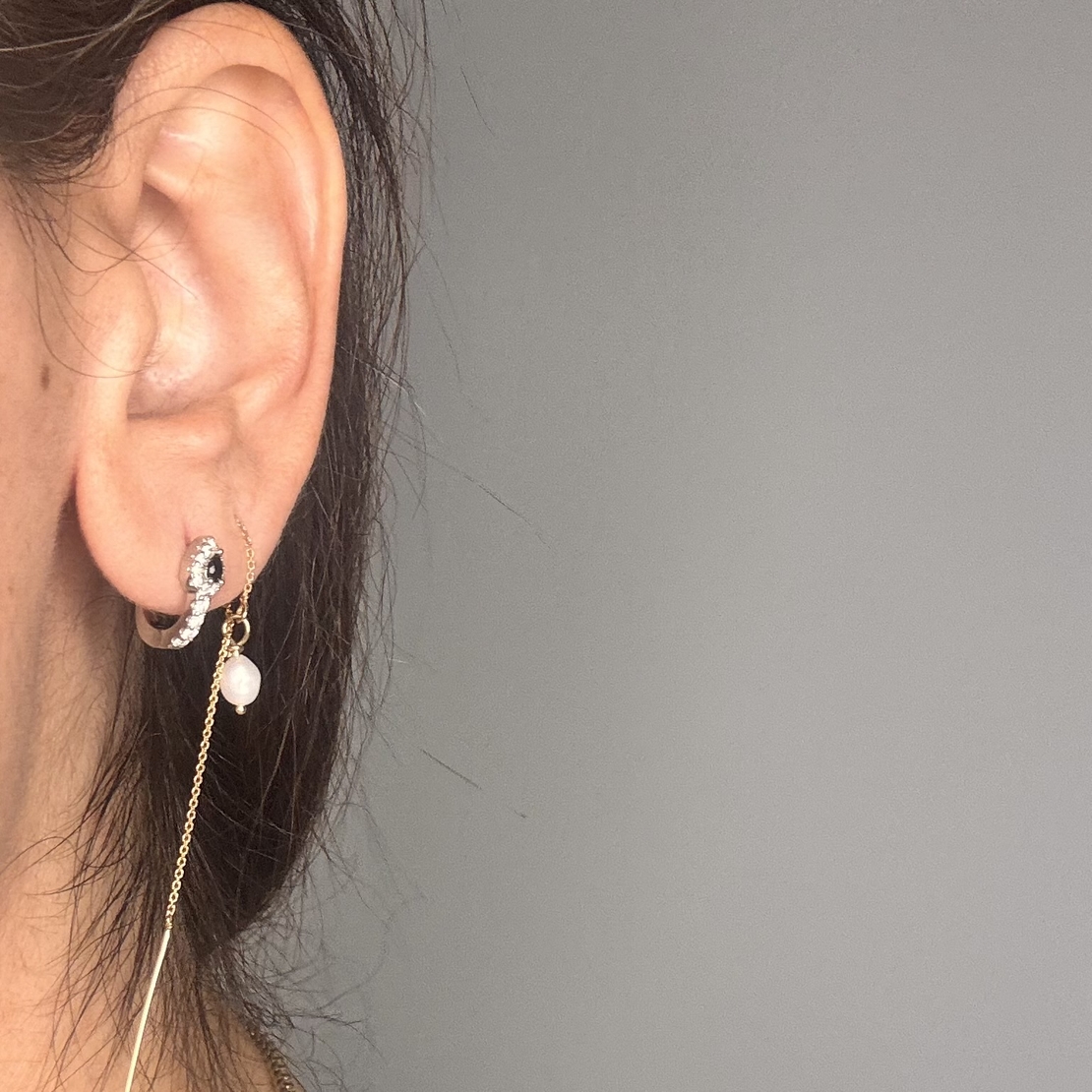 עגילי דיאנה אבן שחורה