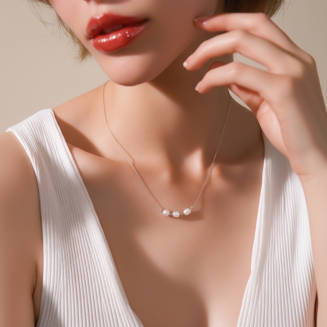 שרשרת כסף פנינים