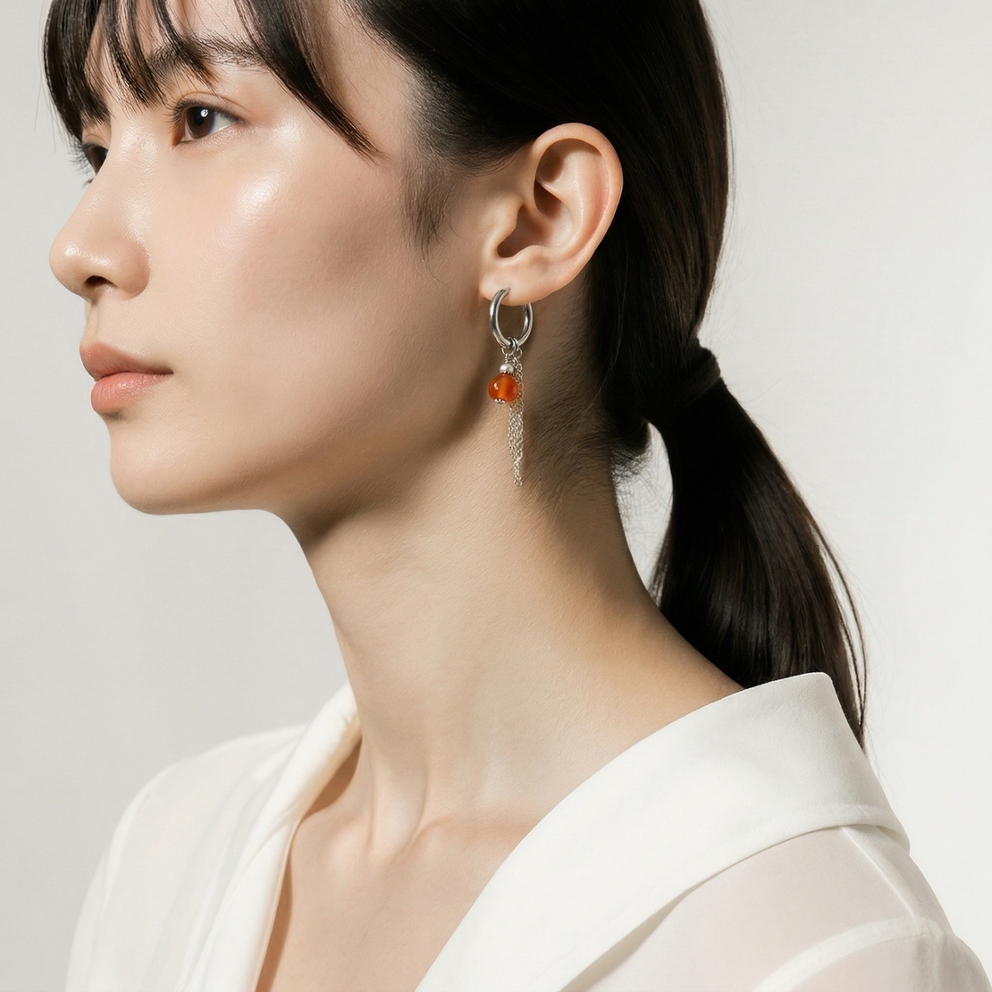 עגילי פנינה שרשרת