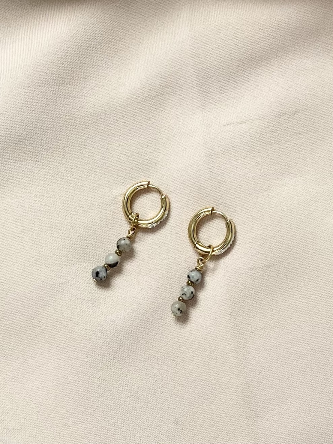 עגילי Grey Jasper Drop