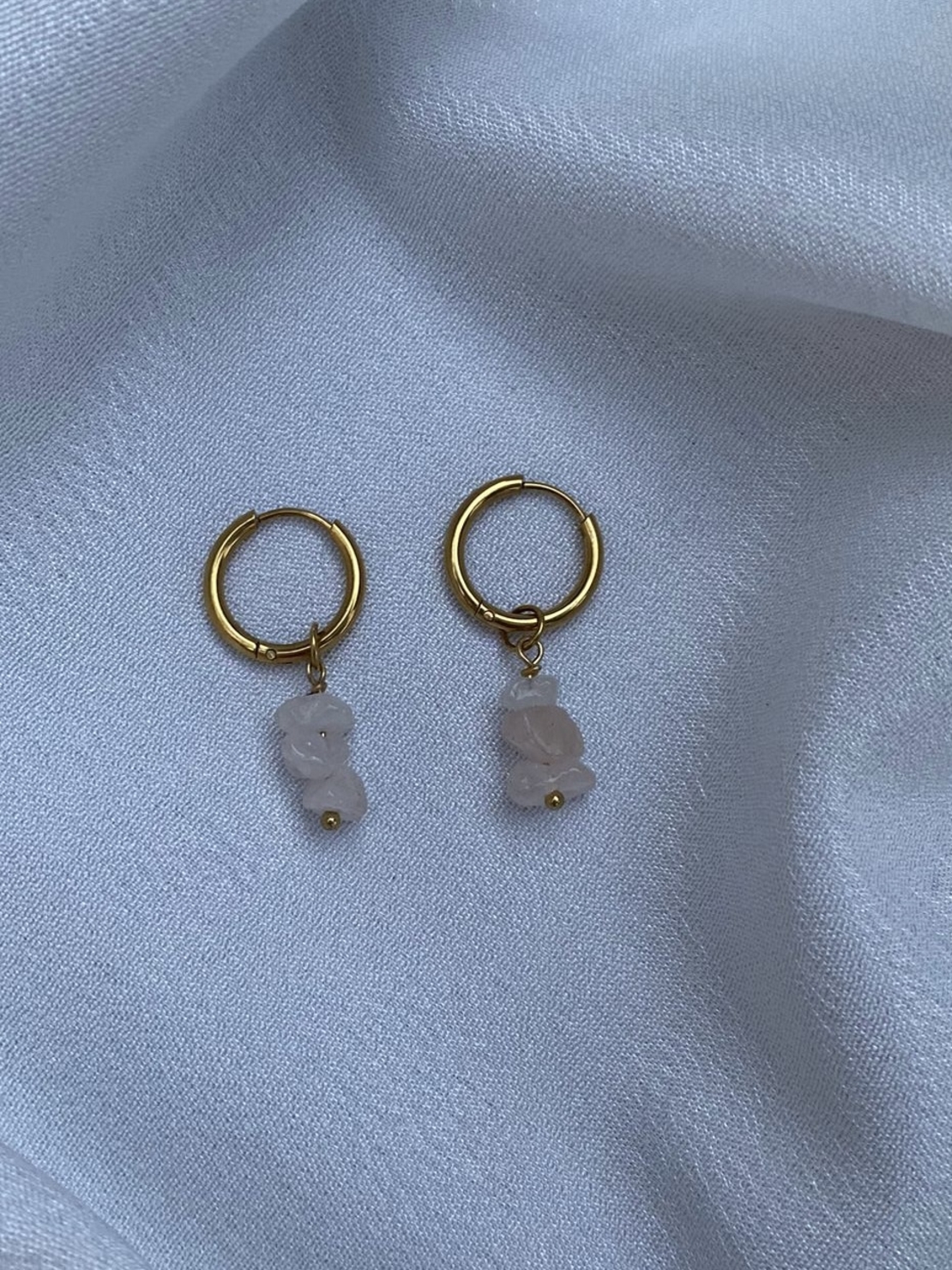 עגילי רוז קוורץ