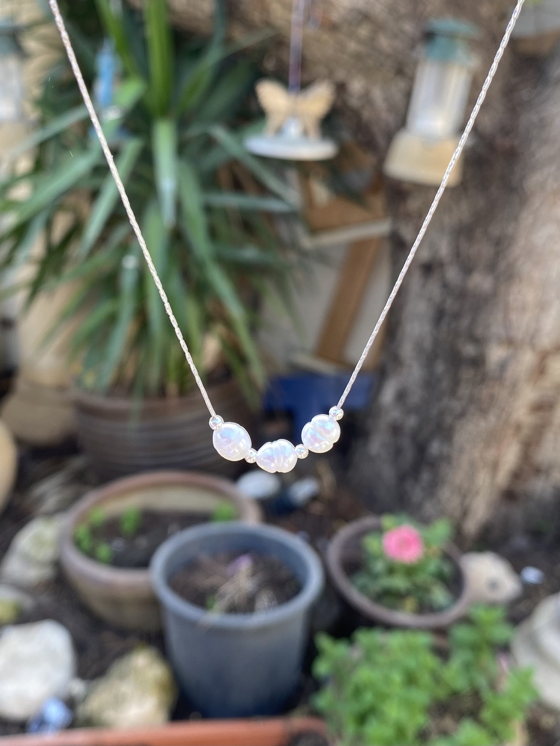 שרשרת כסף פנינים