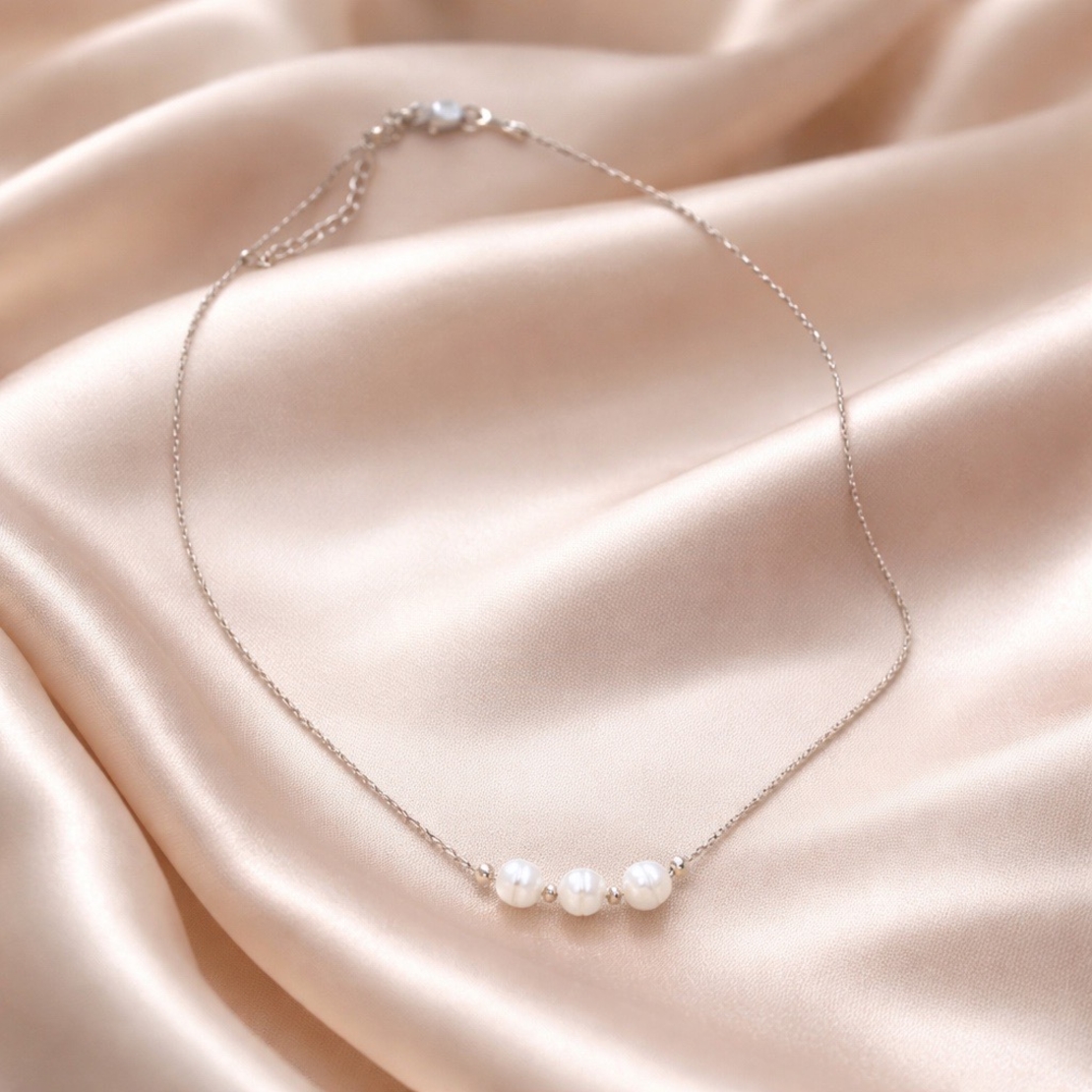 שרשרת כסף פנינים