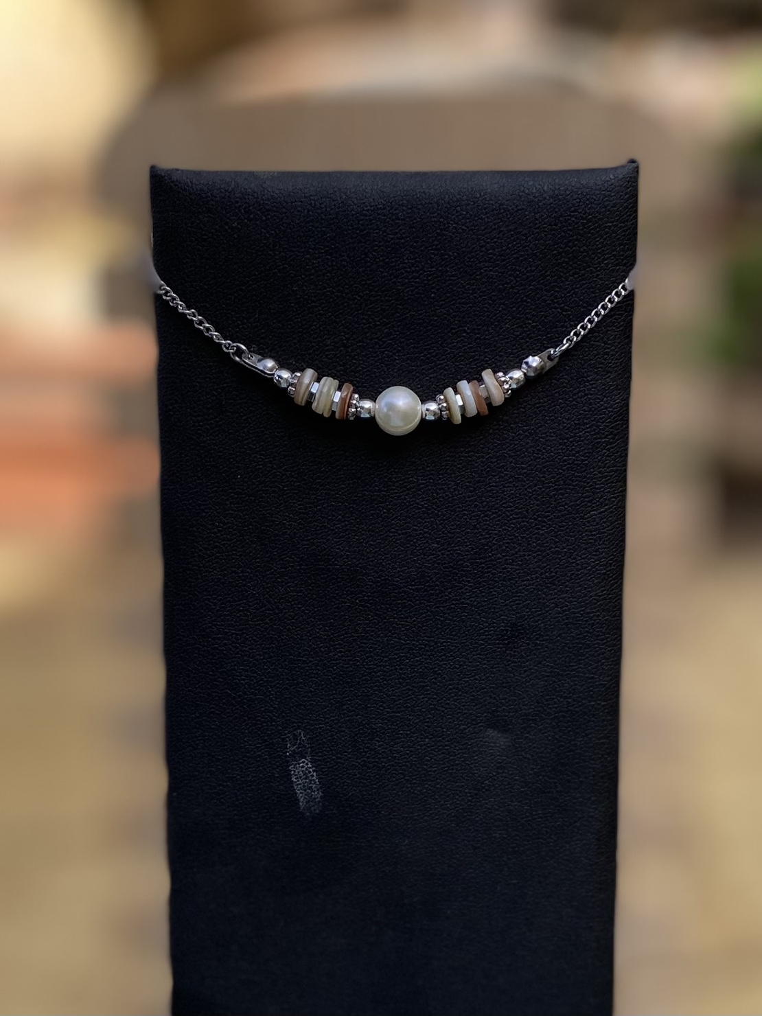 שרשרת צדפים פנינה כסף