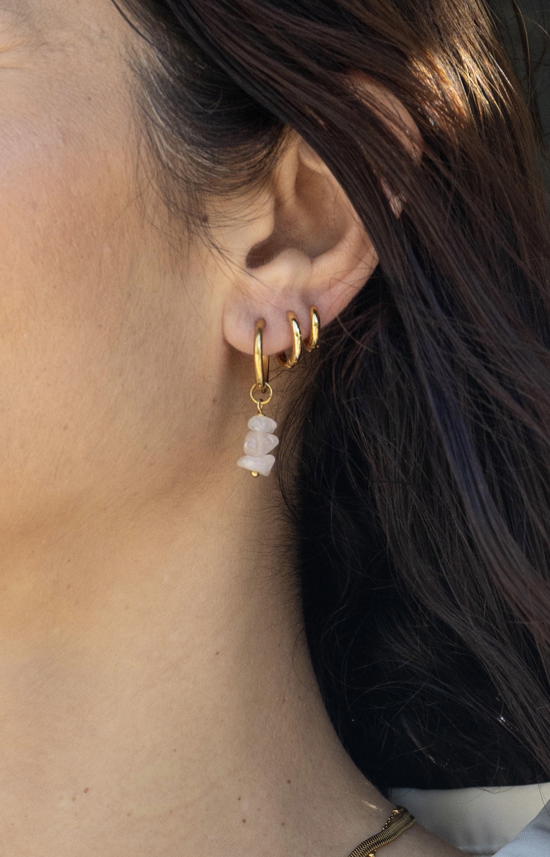 עגילי רוז קוורץ